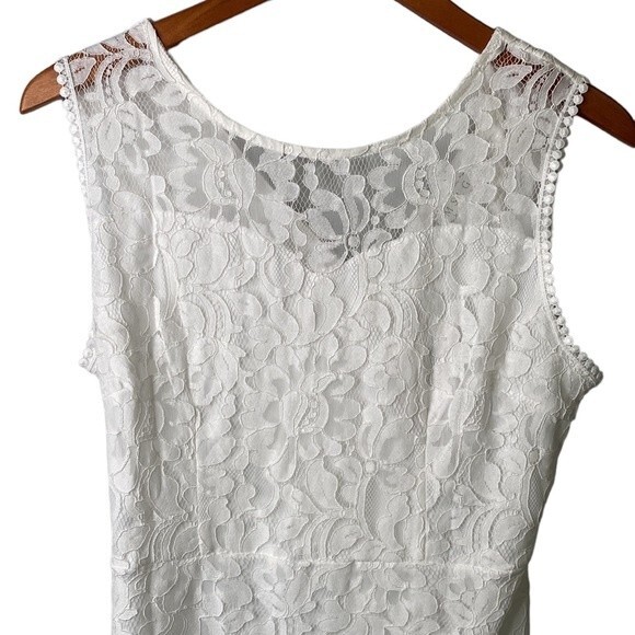 MSLG Floral Lace Sleeveless A-Line Dress V-Back Wedding Rehearsal Dinner Party - Picture 4 of 16